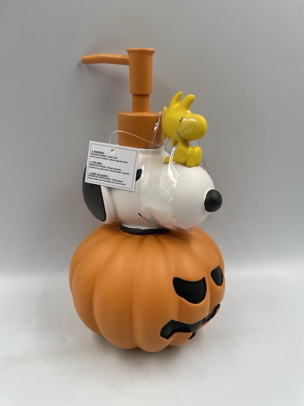 Peanuts Snoopy Woodstock Halloween Jack O Lantern Soap Lotion Pump Dispenser NEW